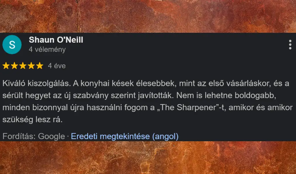 Értékelés – Shaun O'Neill (yoursharpener.com)
